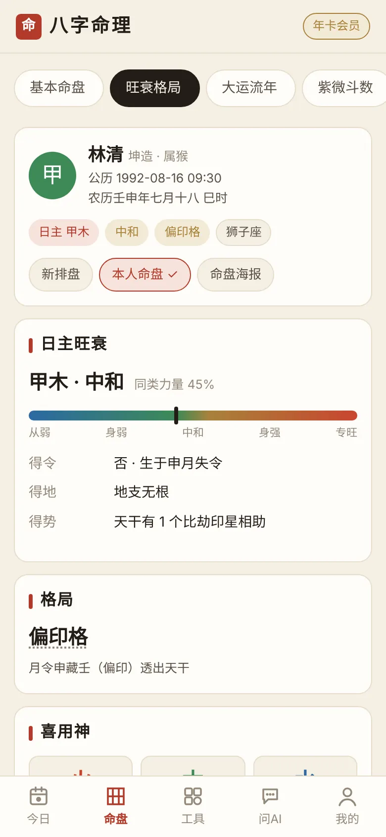 旺衰格局喜用