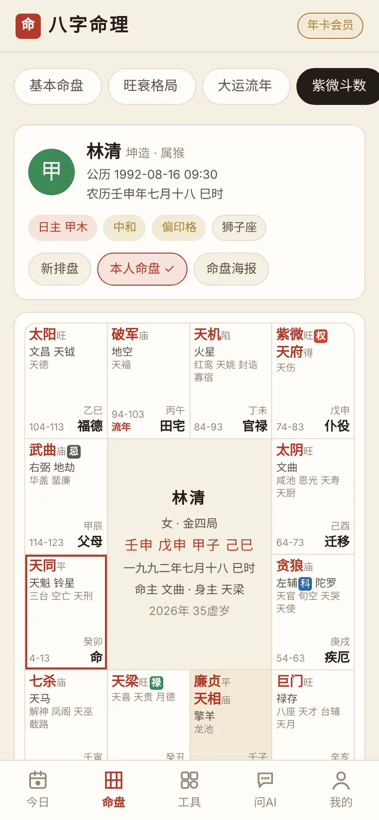 紫微斗数命盘